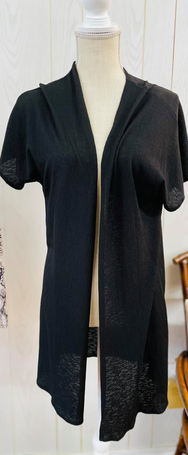 Black Short Sleeve Cardigan