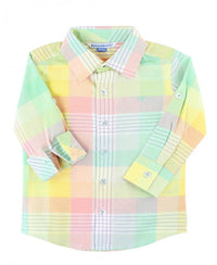 Rugged Butts Cheerful Rainbow Plaid Button Down Shirt