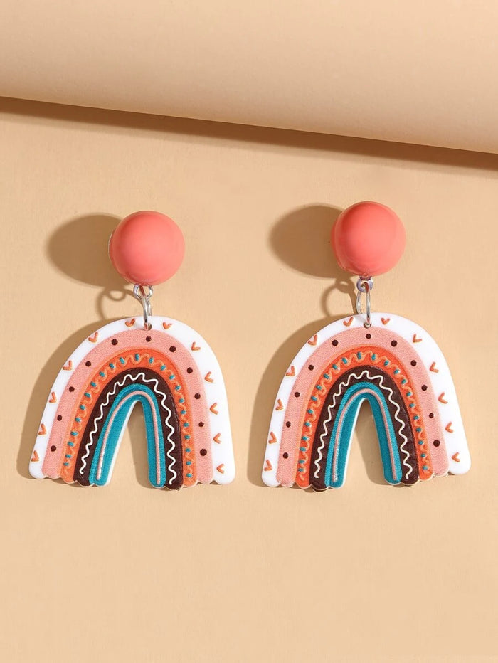 Coral Rainbow Drop Earrings