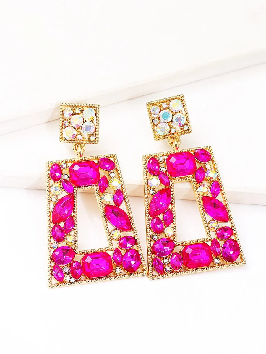 Hot Pink Gemstone Drop Earrings