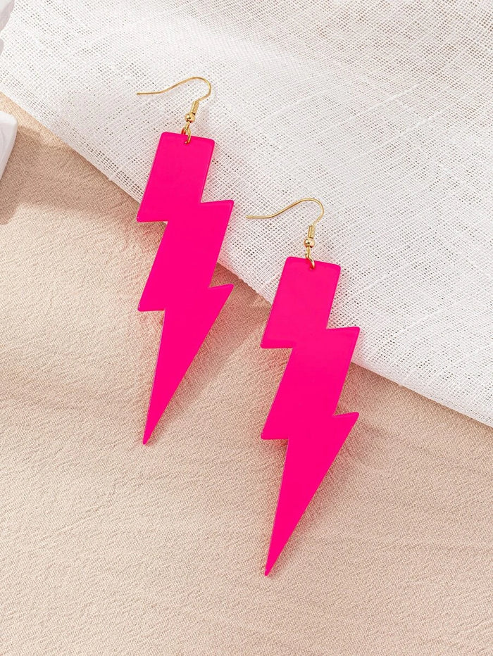 Hot Pink Lightning Bolt Earrings