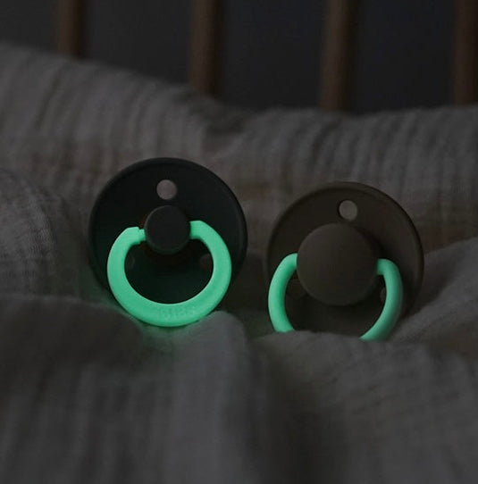 BIBS Glow in the Dark  Natural Rubber 2 Pack Pacifier “Blush Night/ Vanilla Night”