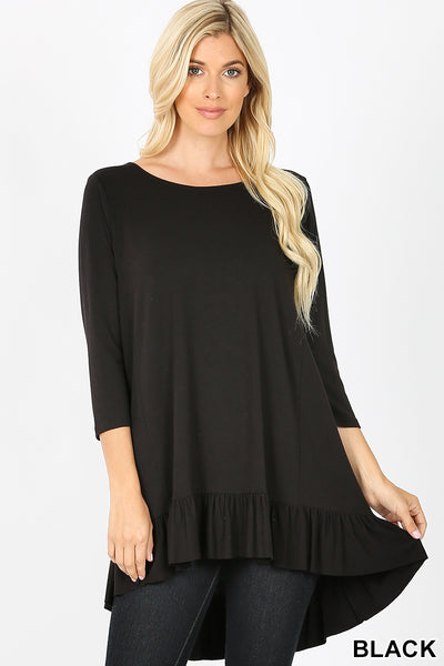 Single Ruffle 3/4 Sleeve Top