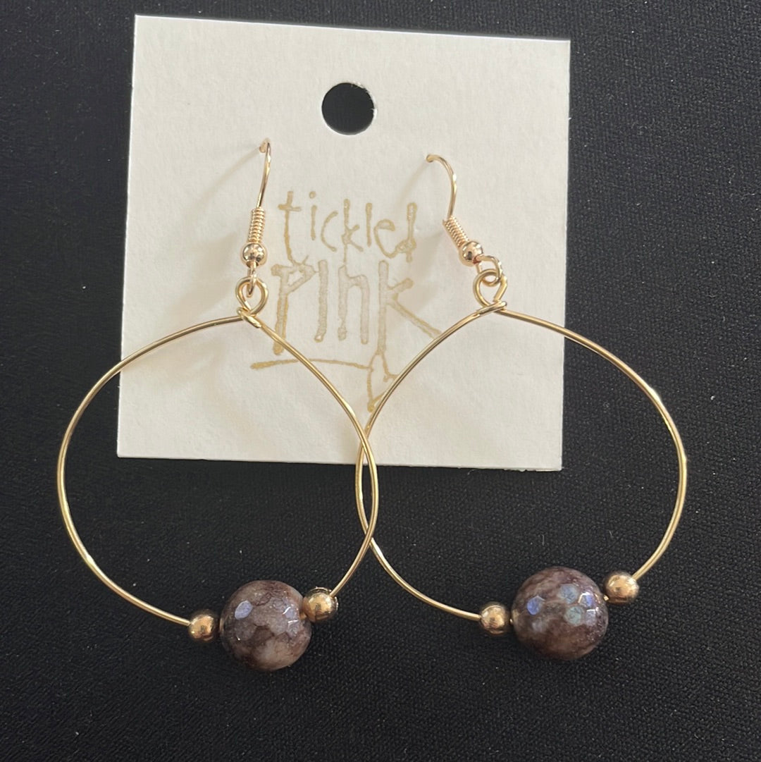 Bronze Brown Marble Hoop Earrings