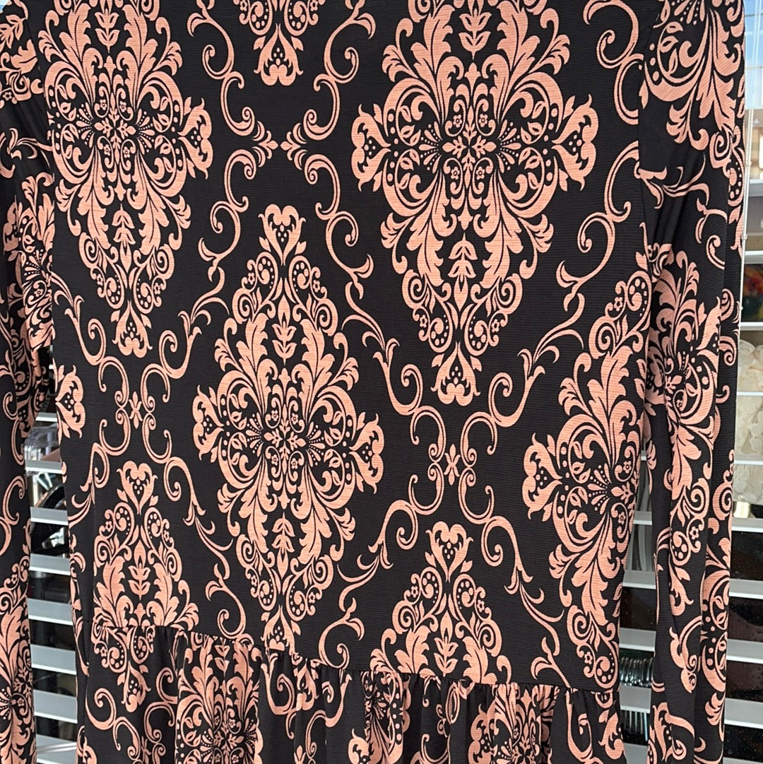 Long Sleeve Black/Brown Print Top/Dress
