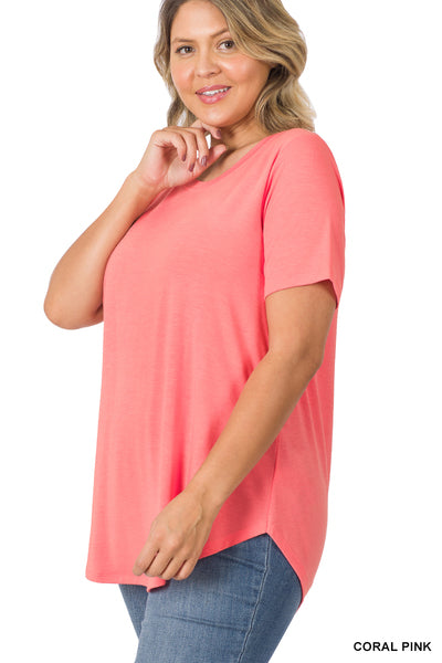 The Carlie Top-Coral Pink    S-3X