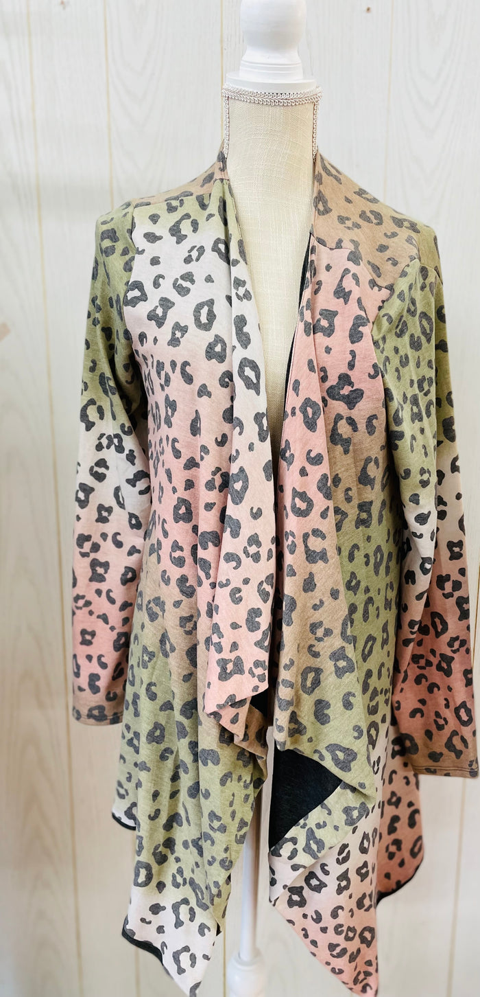 Multi Color Animal Print Cardigan (Plus)