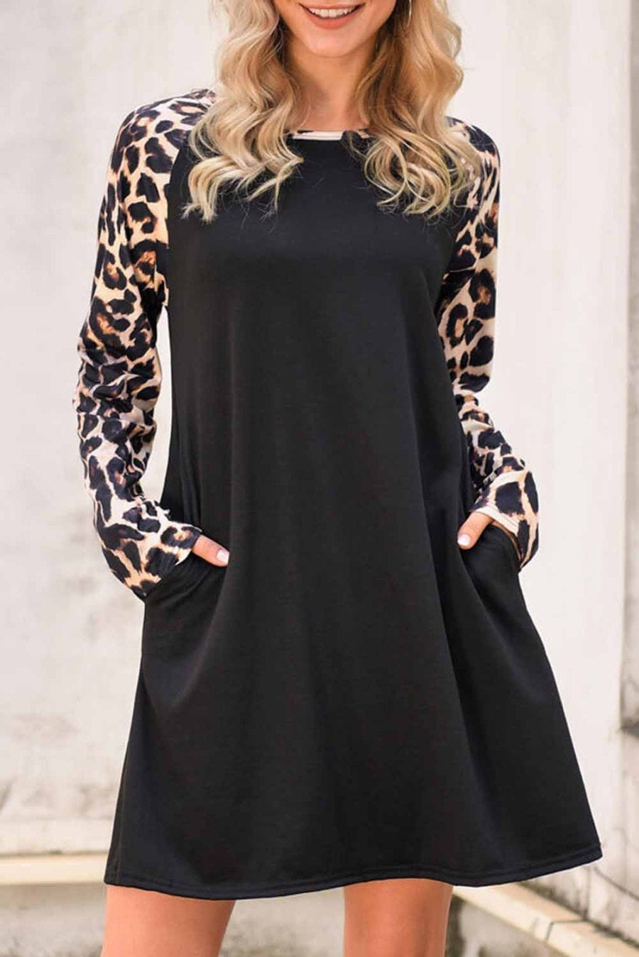 Black/Leopard Long Sleeve Top/Dress