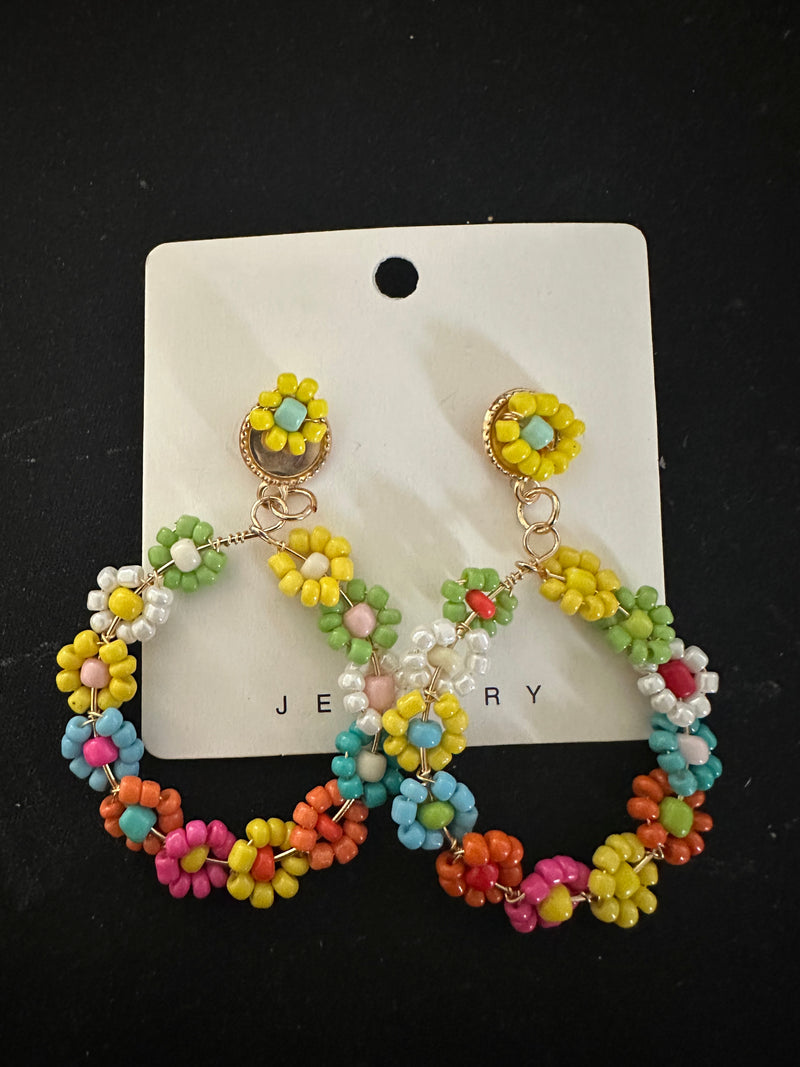 Flower Hoop Earrings