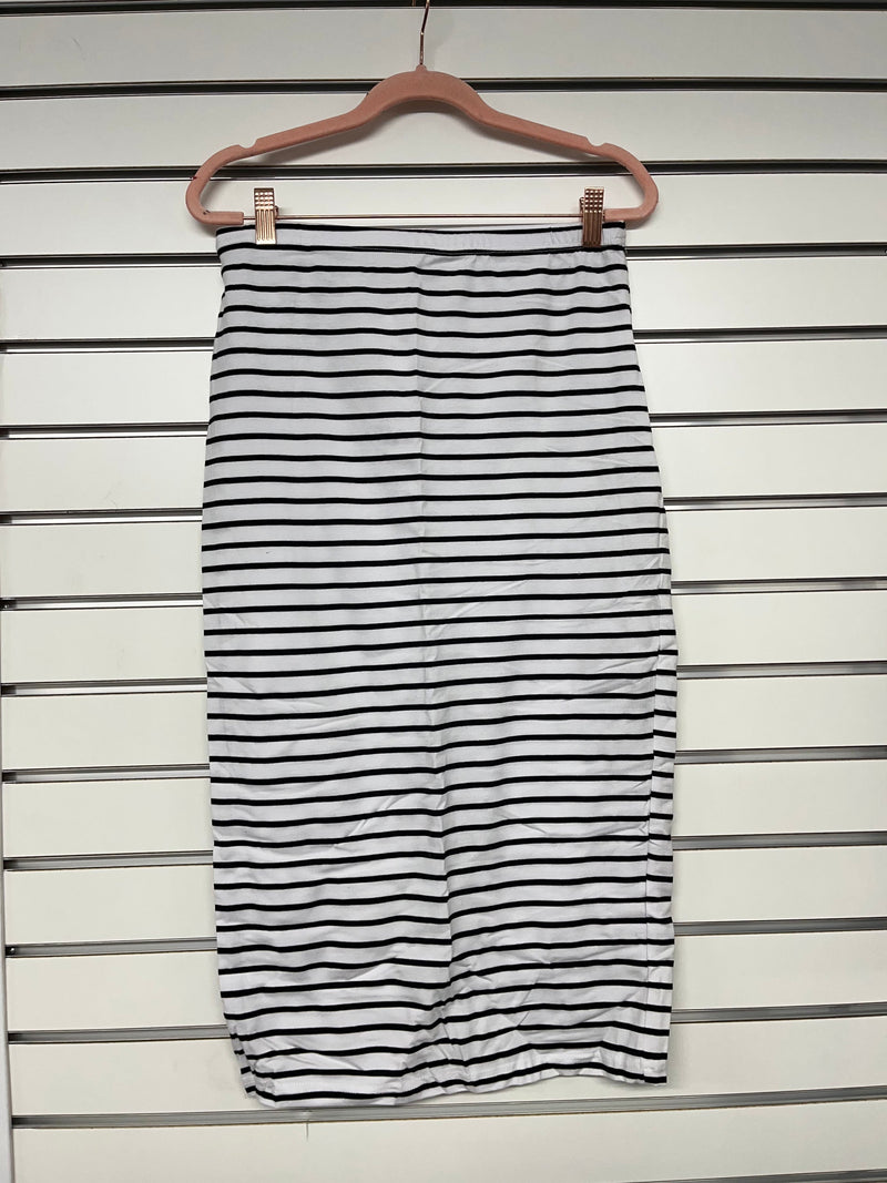 Striped Pencil Skirt - White