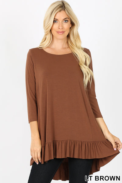 Single Ruffle 3/4 Sleeve Top