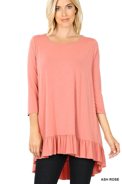 Single Ruffle 3/4 Sleeve Top