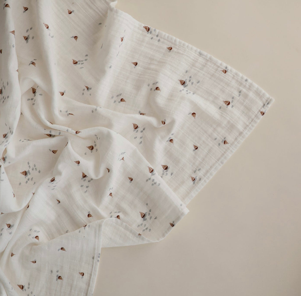 Organic Cotton Muslin Swaddle Blanket “Boats”