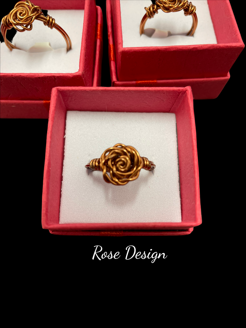 Hand Crafted Wired Rose Rings