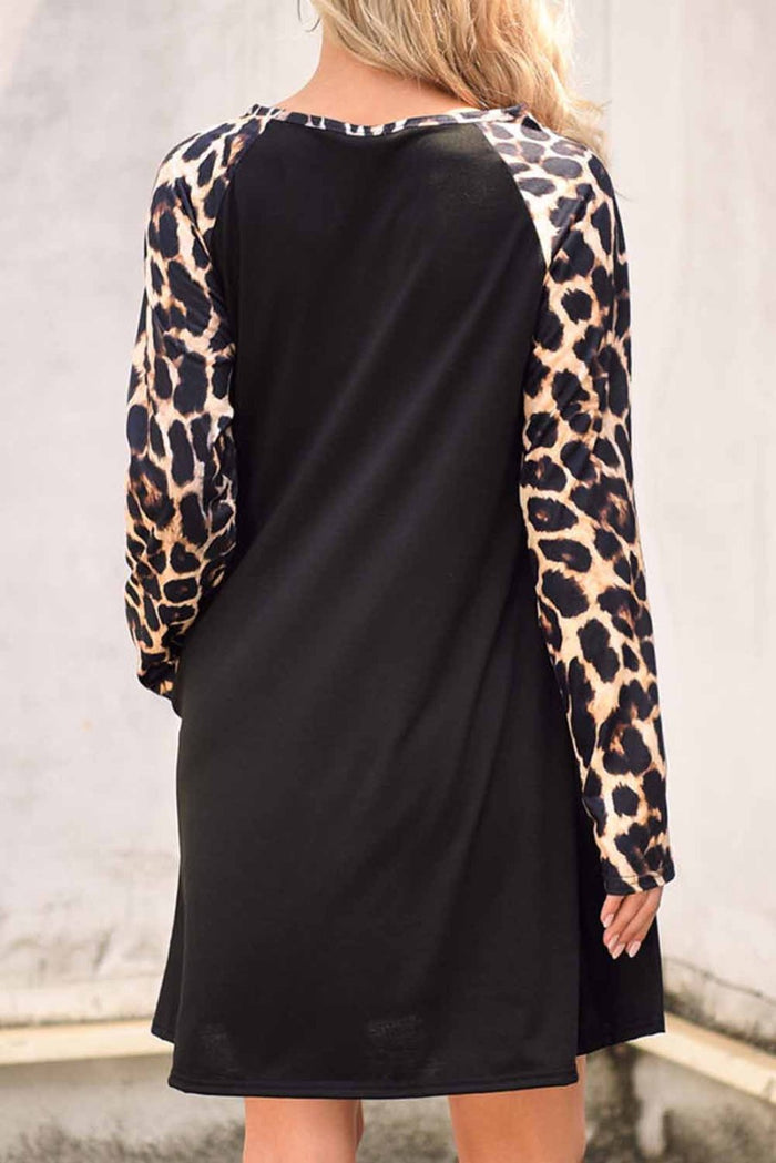 Black/Leopard Long Sleeve Top/Dress