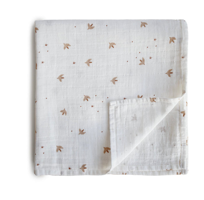 Organic Cotton Muslin Swaddle Blanket “Sparrow”