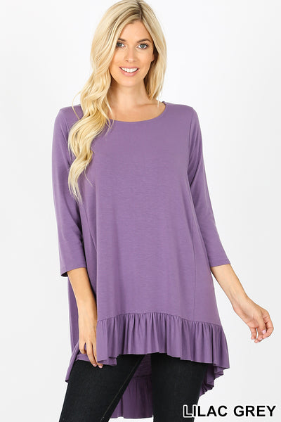 Single Ruffle 3/4 Sleeve Top