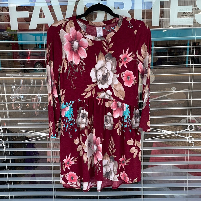 Burgundy/Floral 3/4 Sleeve Top/Dress