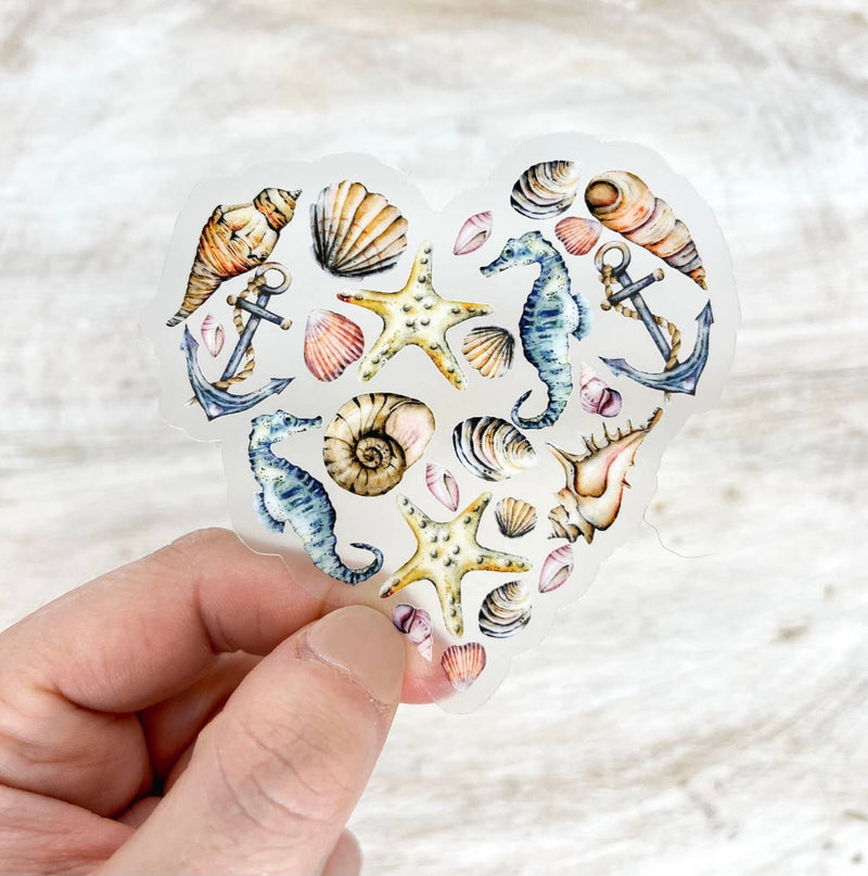 Sea Shell Heart, Beach Sticker