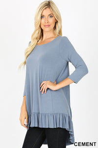 Single Ruffle 3/4 Sleeve Top