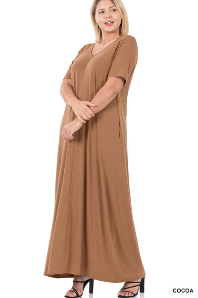 Cocoa Zenanna V Neck Short Sleeve Maxi Dress Curvy