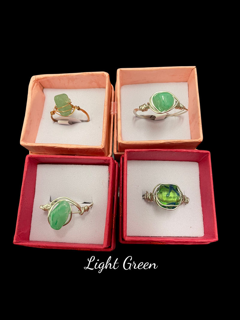 Hand Crafted Gemstone Ring " Light Green"