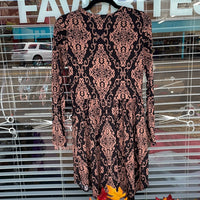 Long Sleeve Black/Brown Print Top/Dress