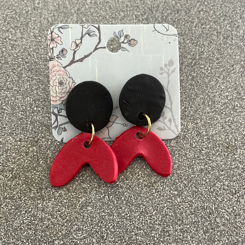 Black & Red Clay Earrings