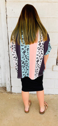 Light Pink / Blue Animal Print Tunic Top