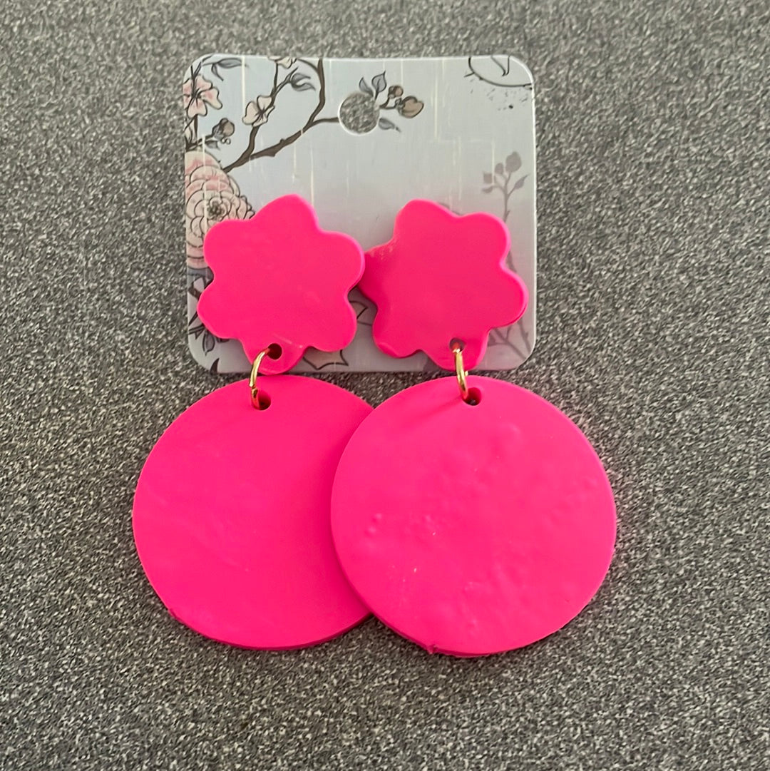 Hot Pink Clay Earrings