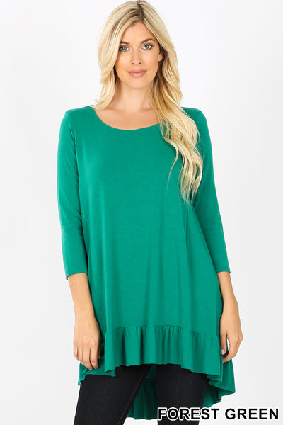 Single Ruffle 3/4 Sleeve Top