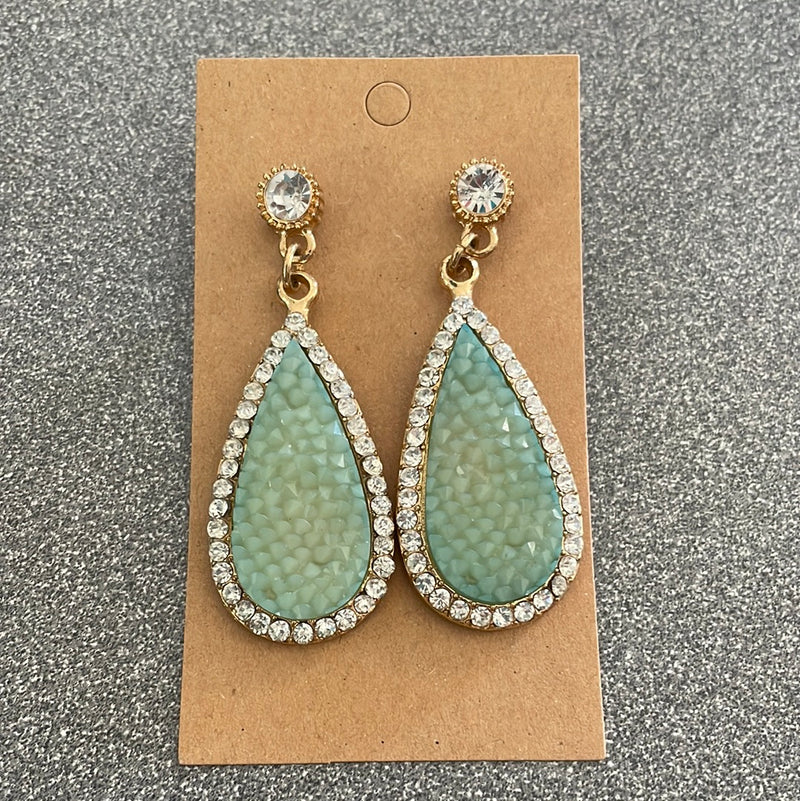 Pageant/Prom Earrings-Green Teardrop