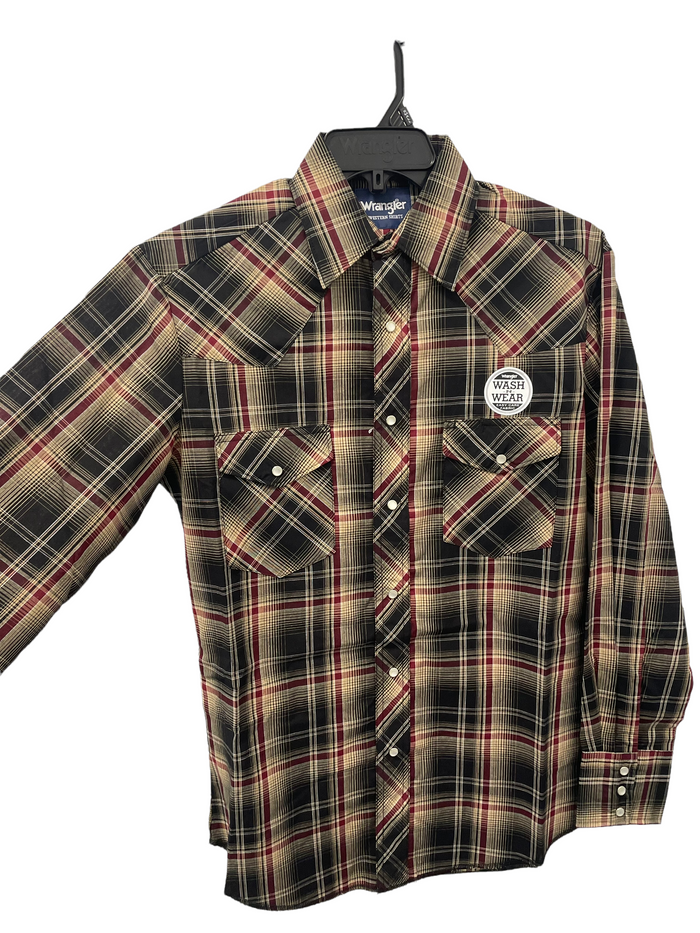 Wrangler Blk./Burg Sport Western Snap Shirt