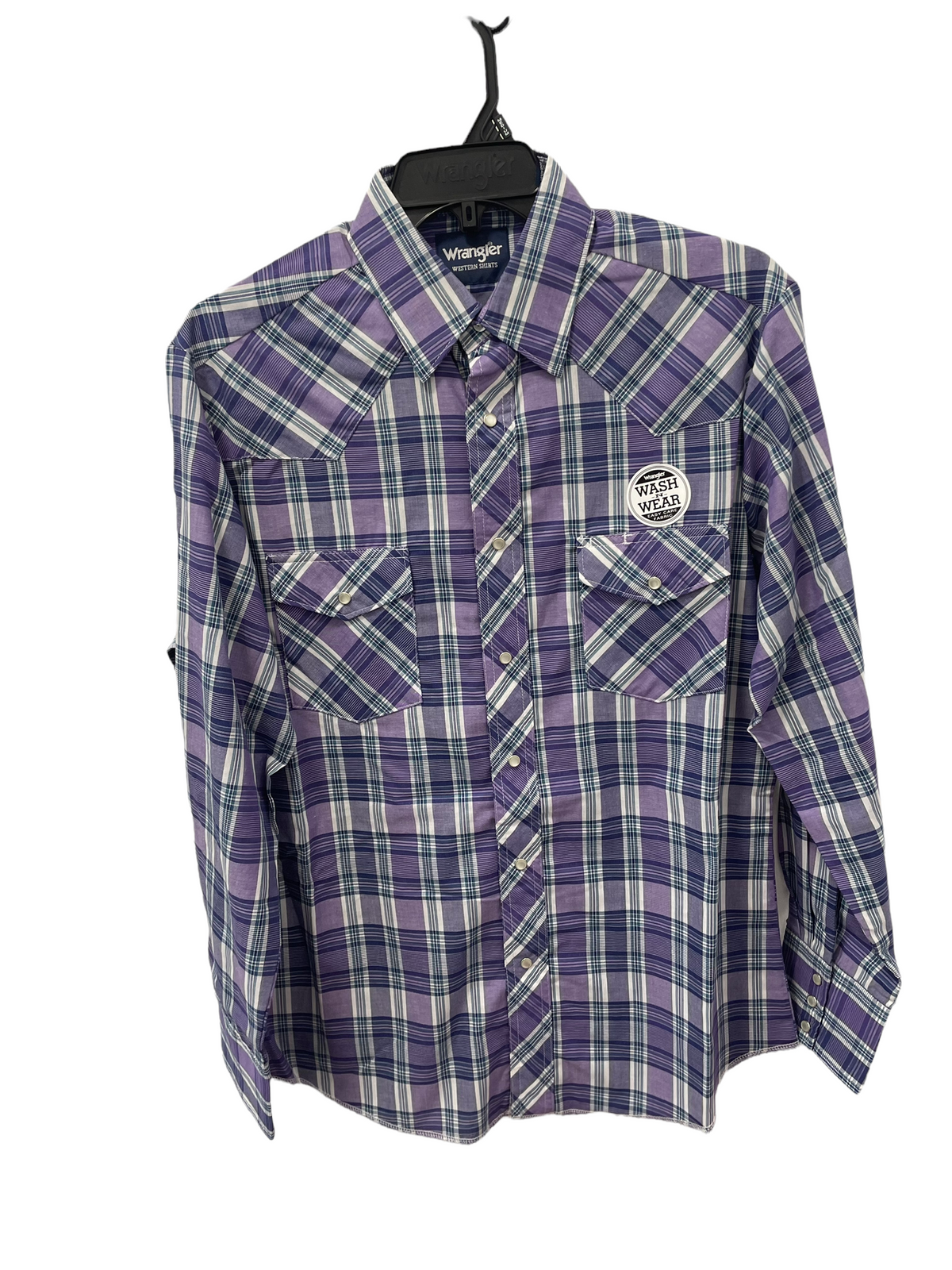 Wrangler Purple Plaid Sport Western Snap Shirt