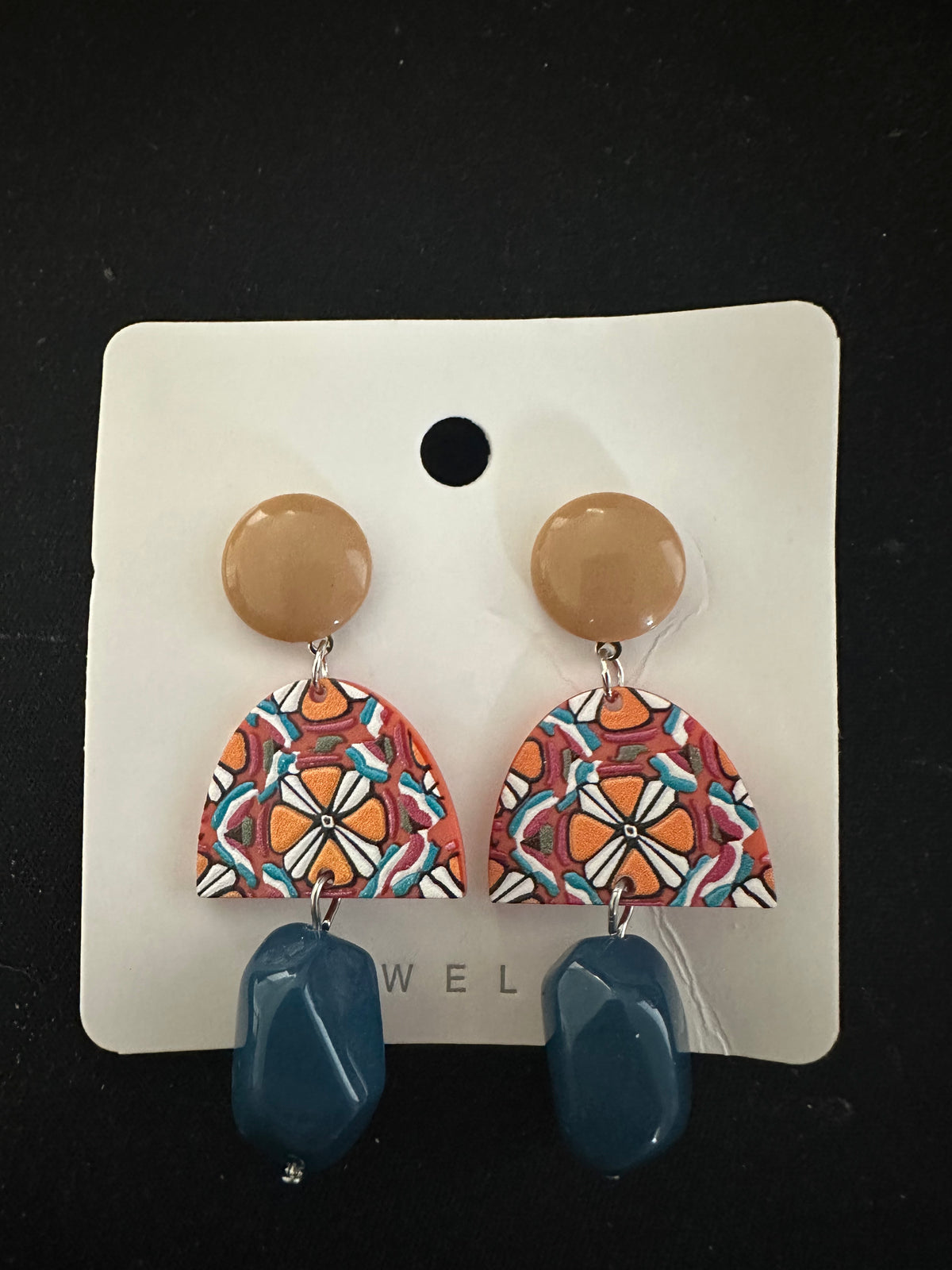 Geometric Teal & Mustard Earrings