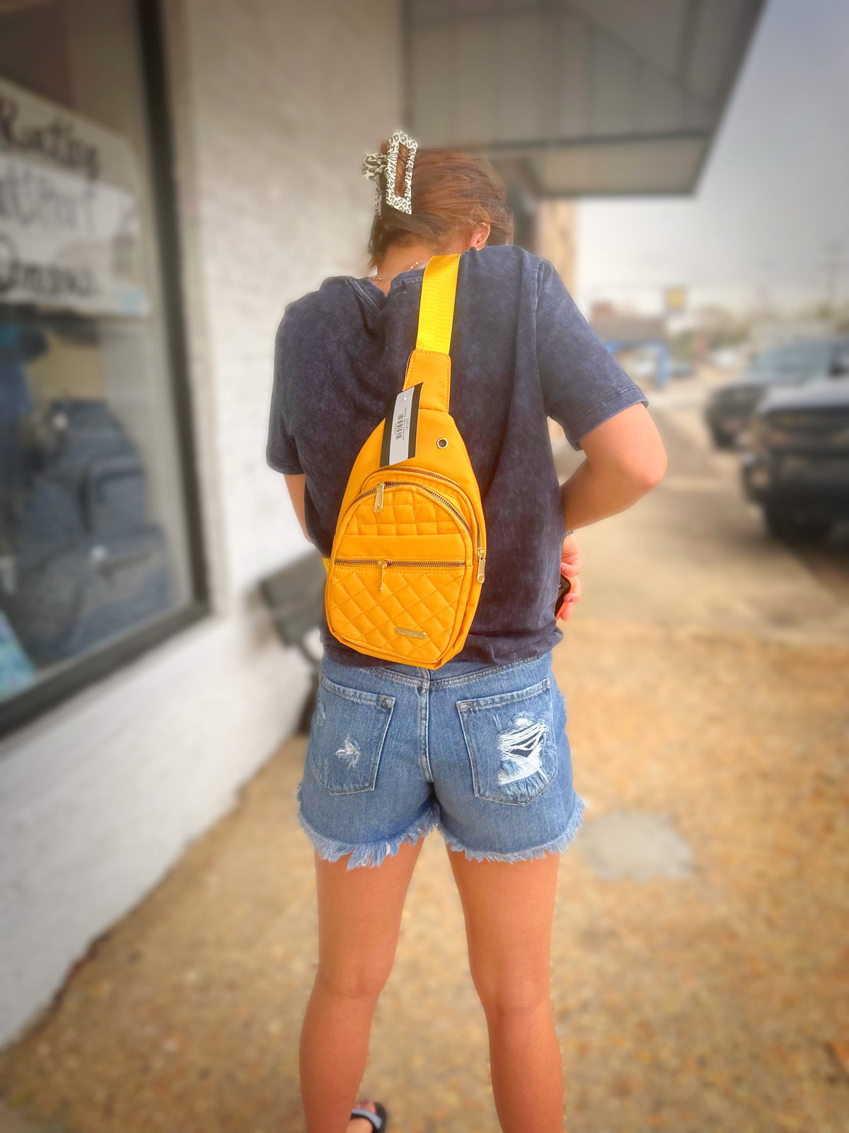 Mustard Yellow Quilted Belt Bag