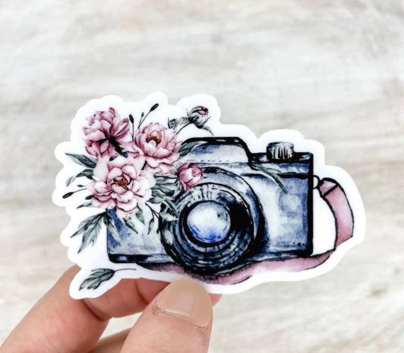 Floral Blue Camera Sticker