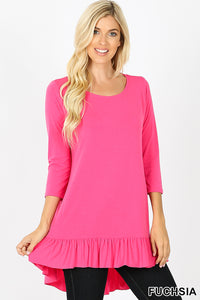 Single Ruffle 3/4 Sleeve Top