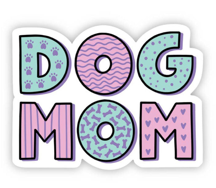 Dog Mom Green & Pink Sticker
