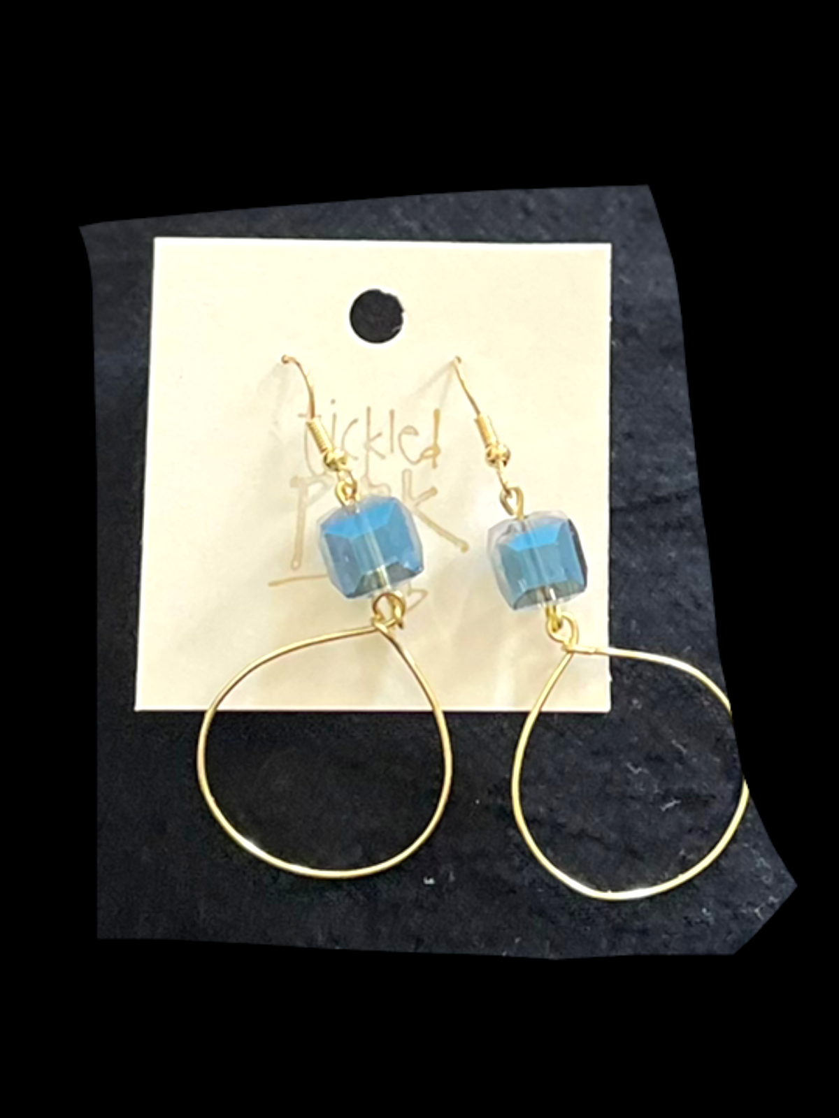 Blue Gemstone Gold Medium Hoop Earrings