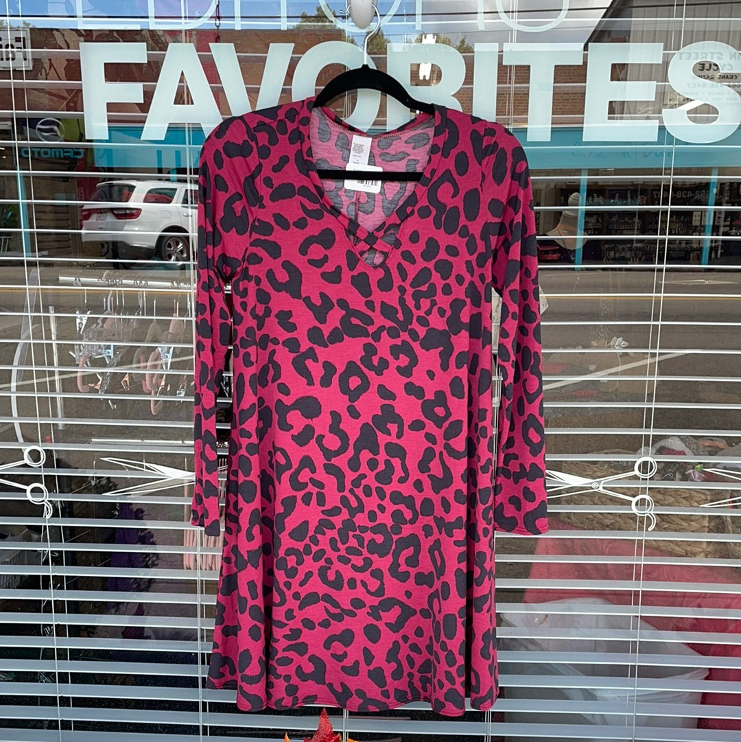 Burgundy Leopard Cross Neck Top