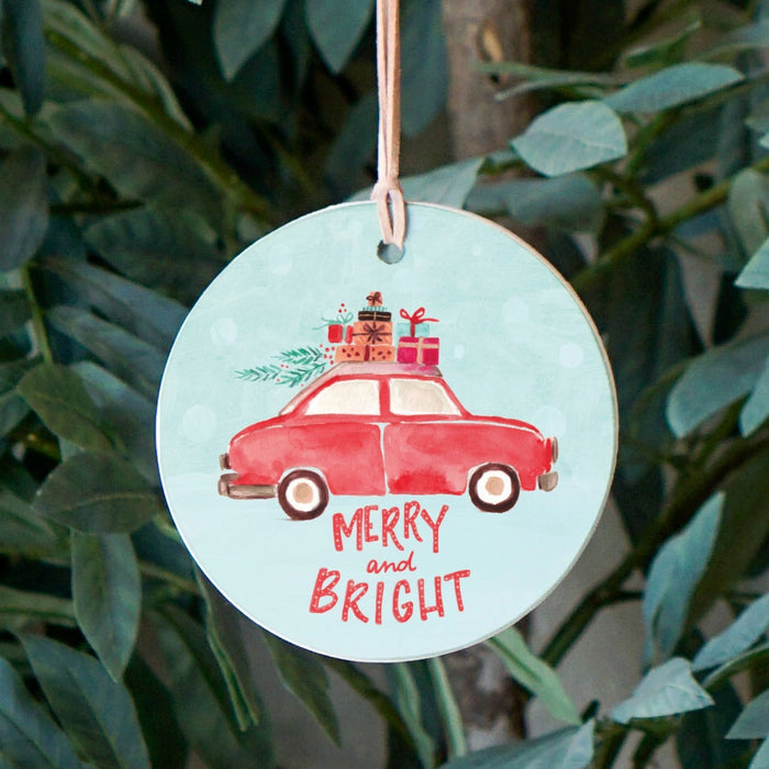 Merry and Bright Car Ornament