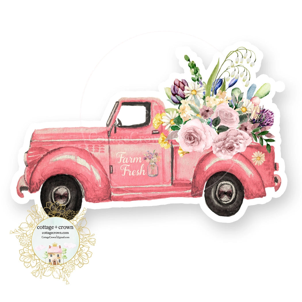 Pink Farm Truck Sticker
