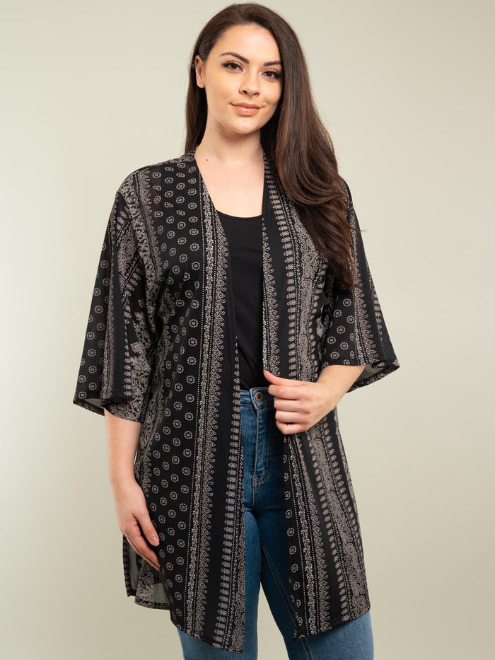 Black Design Kimono (Curvy)