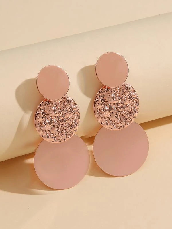 Rose Gold Textured Drop Earrings