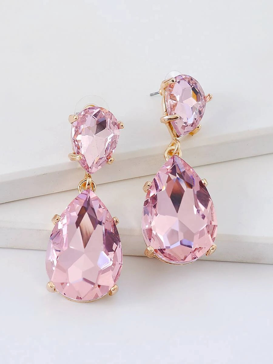 Pink Rose Gemstone Earrings
