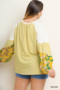 Yellow Floral Print Top