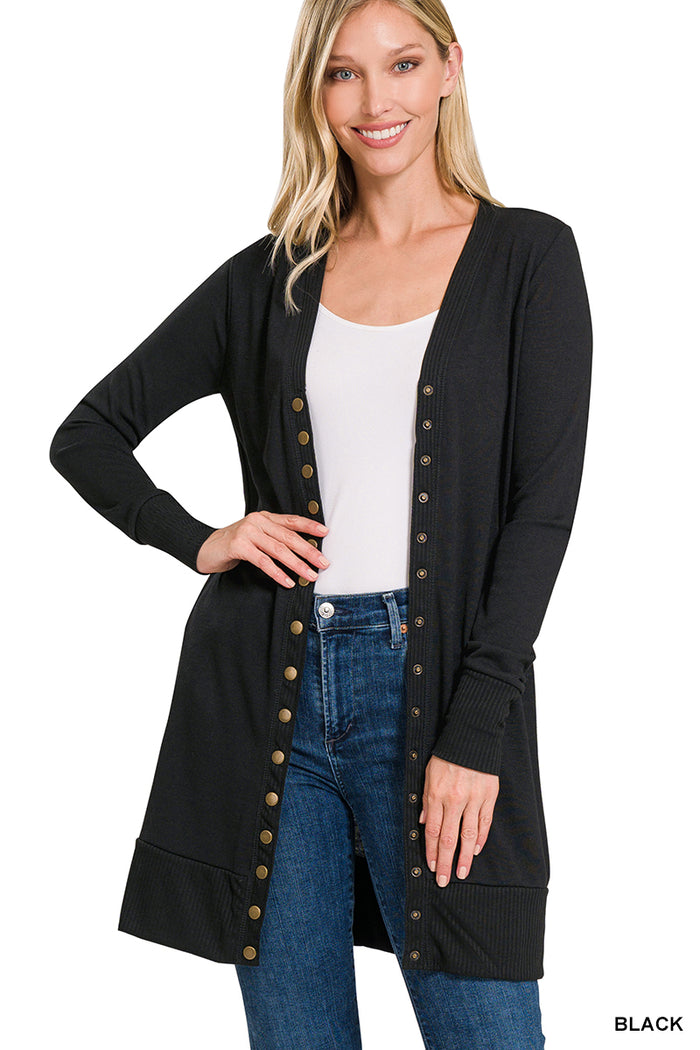 Button Down Cardigan - Black